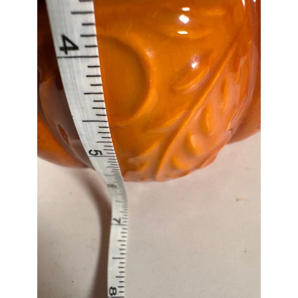 Pier 1 Imports Hand Painted Dolomite Pumpkin Lidded Jar Orange Fall Decor Whimsy